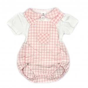 KLPJ23109P  Pink Gingham Dungaree Set  (3-18 months)
