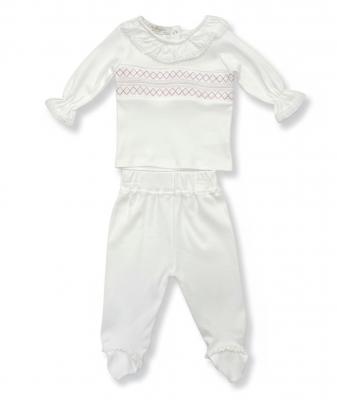 LD10050-I  Smocked Cross Stitch Two piece   (0-9m)
