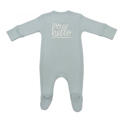 LD10095SKY  Sky "Hello" Ribbed Zipped All In One   (0-9m)