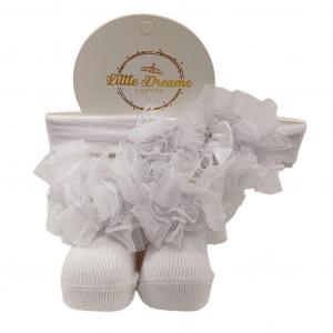 LD4024W  Tutu Diamante Headband and Socks  (0-6 months)