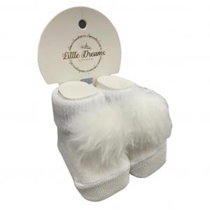 LD5037W  White Pom Pom Socks  (0-6 months)