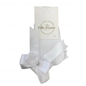 LD5696W  White Bow and Diamante Socks  (Choose Size 0-24)