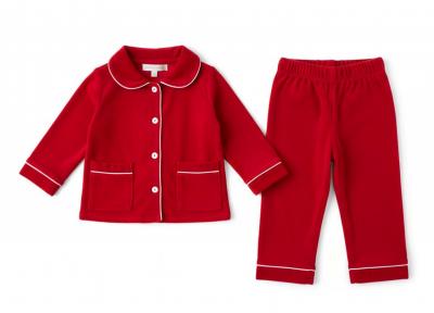 LD_PJ_3153R  Red Satin Velour Pjamas  (6-24 months)