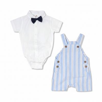 LGD07197S  Stripe Chambray Dungaree set (0-12 months)