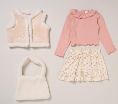 LGG11460B  Faux Sheepskin  Gilet and Skirt Set  (2-4 years)