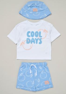 LJF09115B  "Cool Days" Sun Hat and Shorts Set  (9-24 Months)