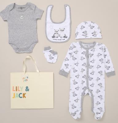 LJF09897  "Little Panda Club" 5 Piece Layette Set  (Nb-6 months)