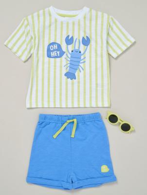 LJF10023C  "Lobster" Shorts and Sunglasses Set  (2-4years)