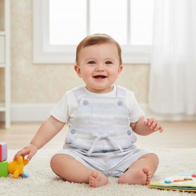 MB5280Z  Stripe Dungaree Set (3-9 months)