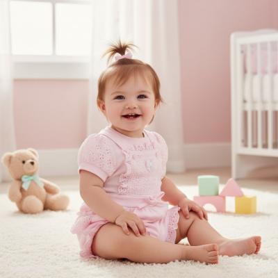 MB5338AP  Broderie Anglaise Short Dungaree Set  (12-24 months)