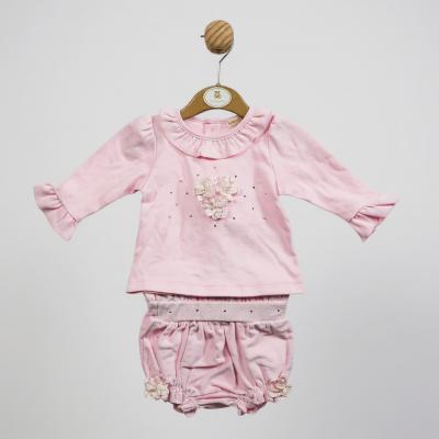 MB5559P  Velveteen rosette Shorts Set  (3-9 months)