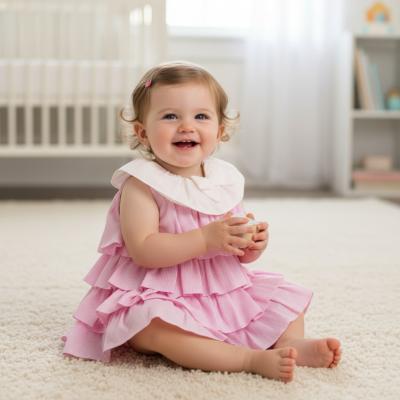 MB5731-P  Tiered "Gingham and Bow"  Dress Set  (3-9 months)