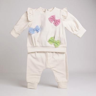 MB6420  Colourful bow Jog Set ( 3-9 months)