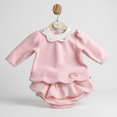 MB6690A  Scallop Velour Jam Pants Set (12-24 months)