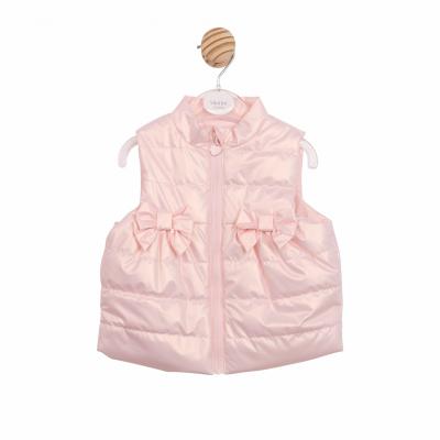 MB6866A  Pink Pearlised Bow Gilet (12-24 months)