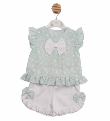 MB7253A  Floral Shorts Set with Bow  (12-24 months)