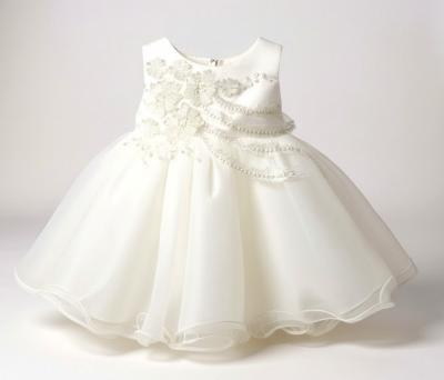 MEL2655A-W  White "Flowers" Tulle Dress  (0-36 months)