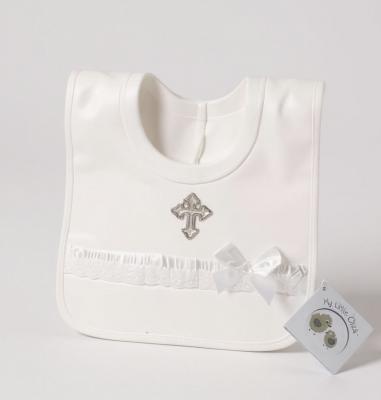 ML104-837W "Cross" Christening Bib