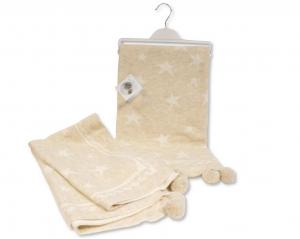 ML112-1080-T  Taupe Star Shawl with Pom Poms 