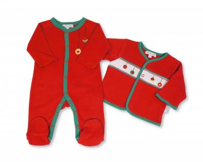 ML13-398-R  Smocked "Christmas Baubles" 2 Piece Set  (NB-6m)