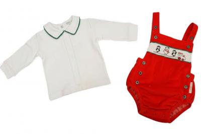 ML13-422-R  Smocked "Christmas" Velour 2 Piece Set  (NB-6m)