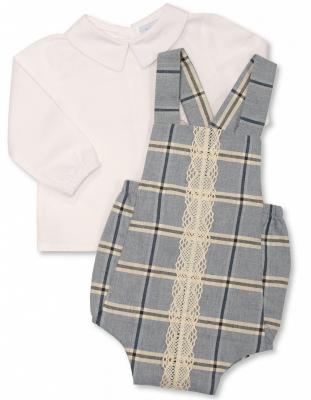 ML2020-2470B  Tartan Dungaree Set  (0-9 months)
