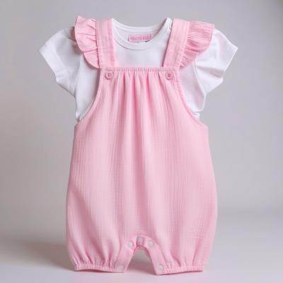ML2120-6302P  "Frills" Dungaree Set  (Newborn - 6 months)