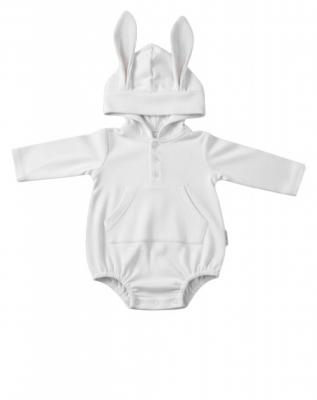 ML2120-6336W  White Hooded Short Romper with Ears  (NB-9m Choose)