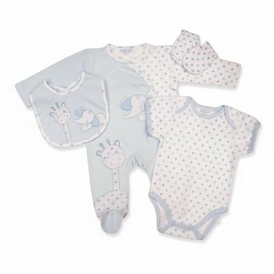 ML25-1332-S  "Elephant and Giraffe" 4 Piece Set  (NB-6 months)