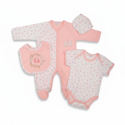 ML25-1333-P  "Elephant" 4 Piece Set  (NB-6 months)
