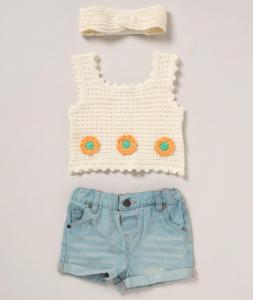 MSF10389  Crochet Top and Denim Shorts  (2-4 years)
