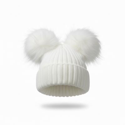 NT0332-W  White Double Pom Pom Hat  (Choose)