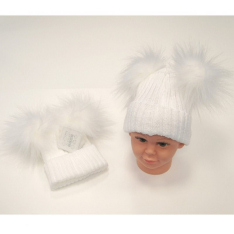NT0332W White Double Pom Pom Hat (Choose)