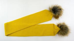 ML0503-0454M  Mustard Yellow Pom Pom Scarf 