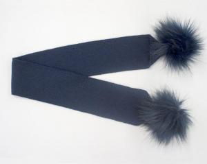 ML0503-0454N  Navy Pom Pom Scarf 