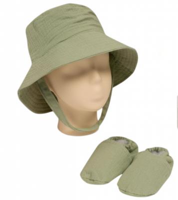 NT0503-0635-S Sage Green Sun Hat and Booties Set (0-12m)