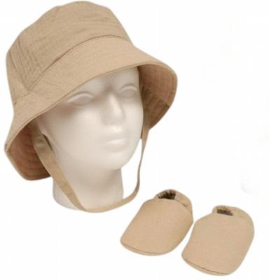 NT0503-0635-T Taupe Sun Hat and Booties Set (0-12m)