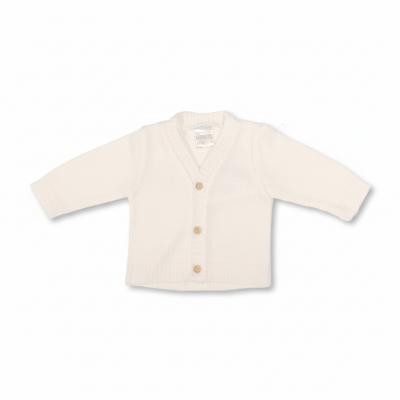 NT10-1002W  White Knit V-Neck Cardigan  (NB-9 months)