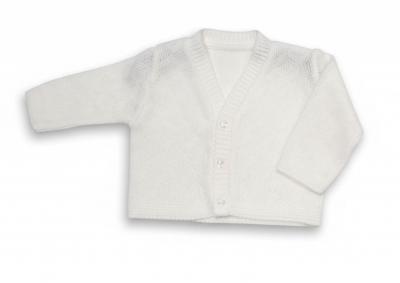 NT10-576W  White Knit V-Neck Cardigan  (Newborn - 9m)