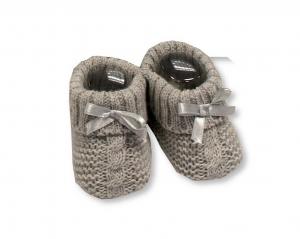 NT116-354G  Grey Cable Knit Booties 