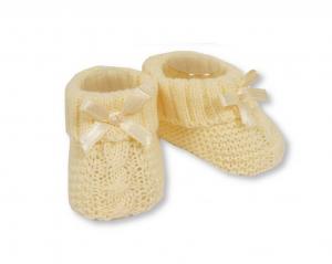 NT116-354L  Lemon Yellow Cable Knit Booties 