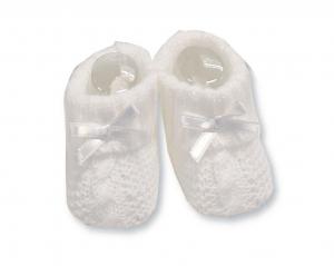 NT116-354-W  White Cable Knit Booties 