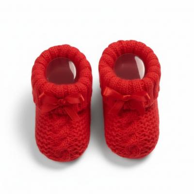NT116-354R  Red Cable Knit Booties 