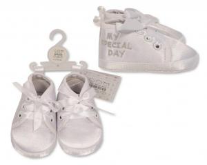 NT116-819G White and Silver Christening shoes (0-18months)