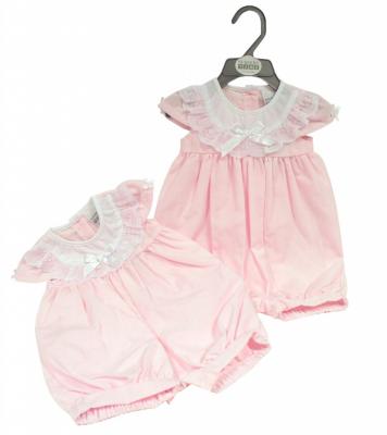 NT2120-6160P  "Lace and Bow" Romper  (Nb-6 months)