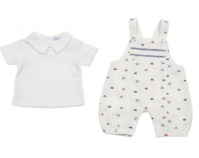 NT2120-6181W  "Cars" long  Leg Dungaree Set  (0-6 months)