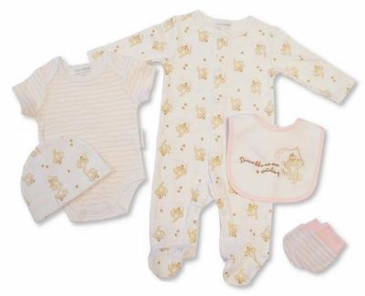 NT25-1146  "Dancing " 5 Piece Layette Set  (NB-6 months)