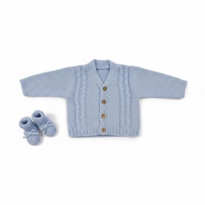 NT25-1221-S  Sky Blue Cardigan and Bootie Set  (0-12 months)