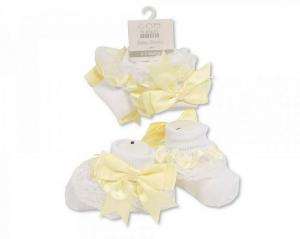 NT61-2220L  Lemon Yellow Lace Sock  (0-18 months)
