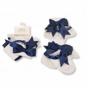NT61-2220N  Navy Lace Sock  (0-18 months)